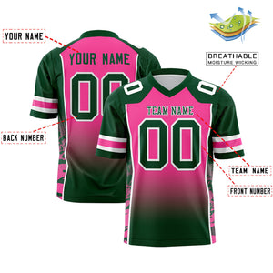 Custom Pink Green Gradient Personalized Side Pattern Authentic Football Jersey