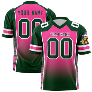 Custom Pink Green Gradient Personalized Side Pattern Authentic Football Jersey