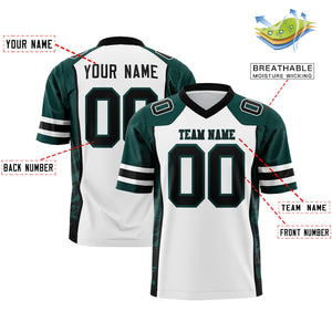 Custom White Midnight Green-Black Raglan Sleeves Personalized Side Pattern Authentic Football Jersey