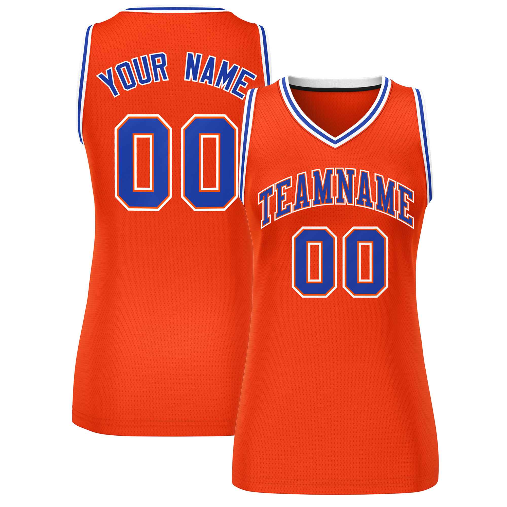 Custom Orange Royal-White Classic Tops Mesh Basketball Jersey for Women