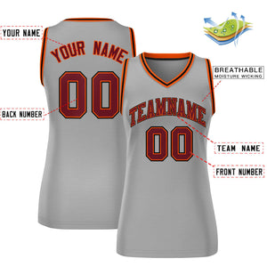 Custom Gray Maroon-Black Classic Tops Mesh Basketball Jersey for Women