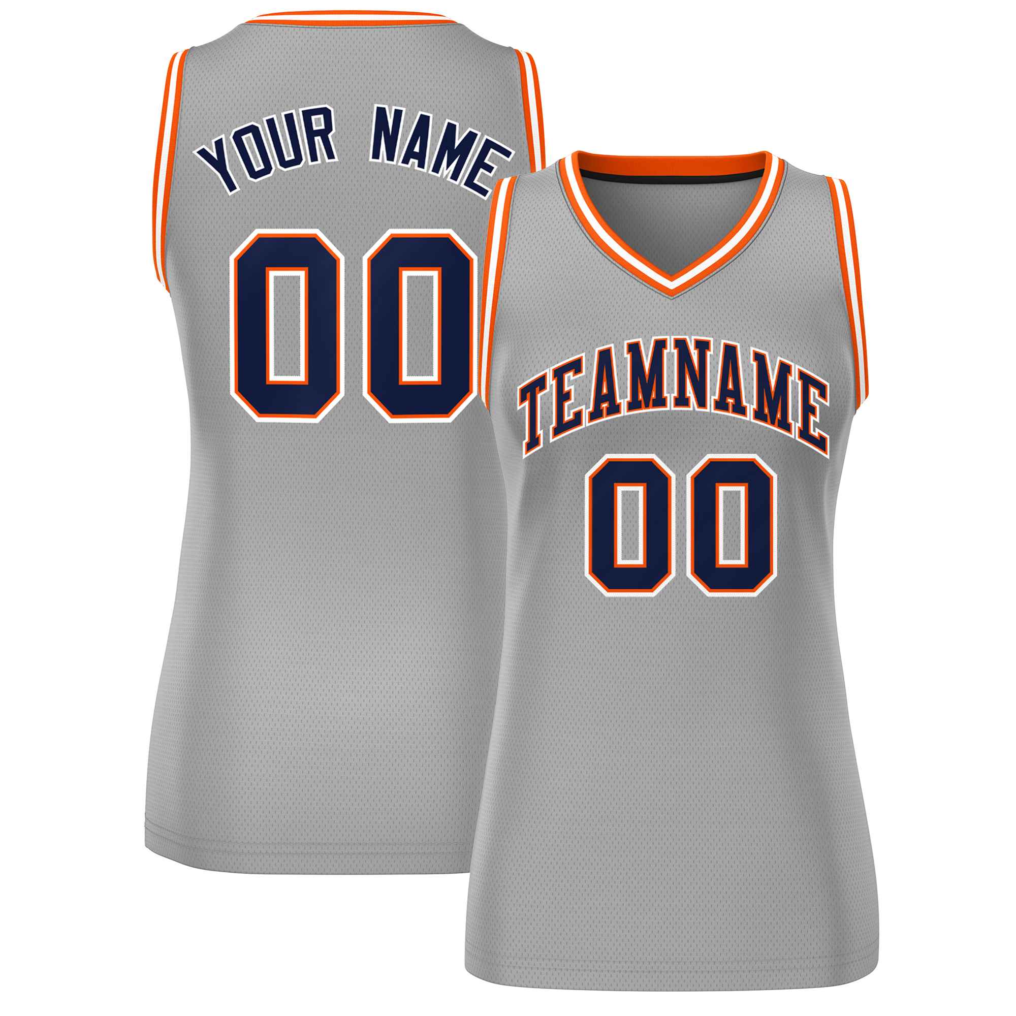 Custom Gray Navy-White Classic Tops Mesh Basketball Jersey for Women