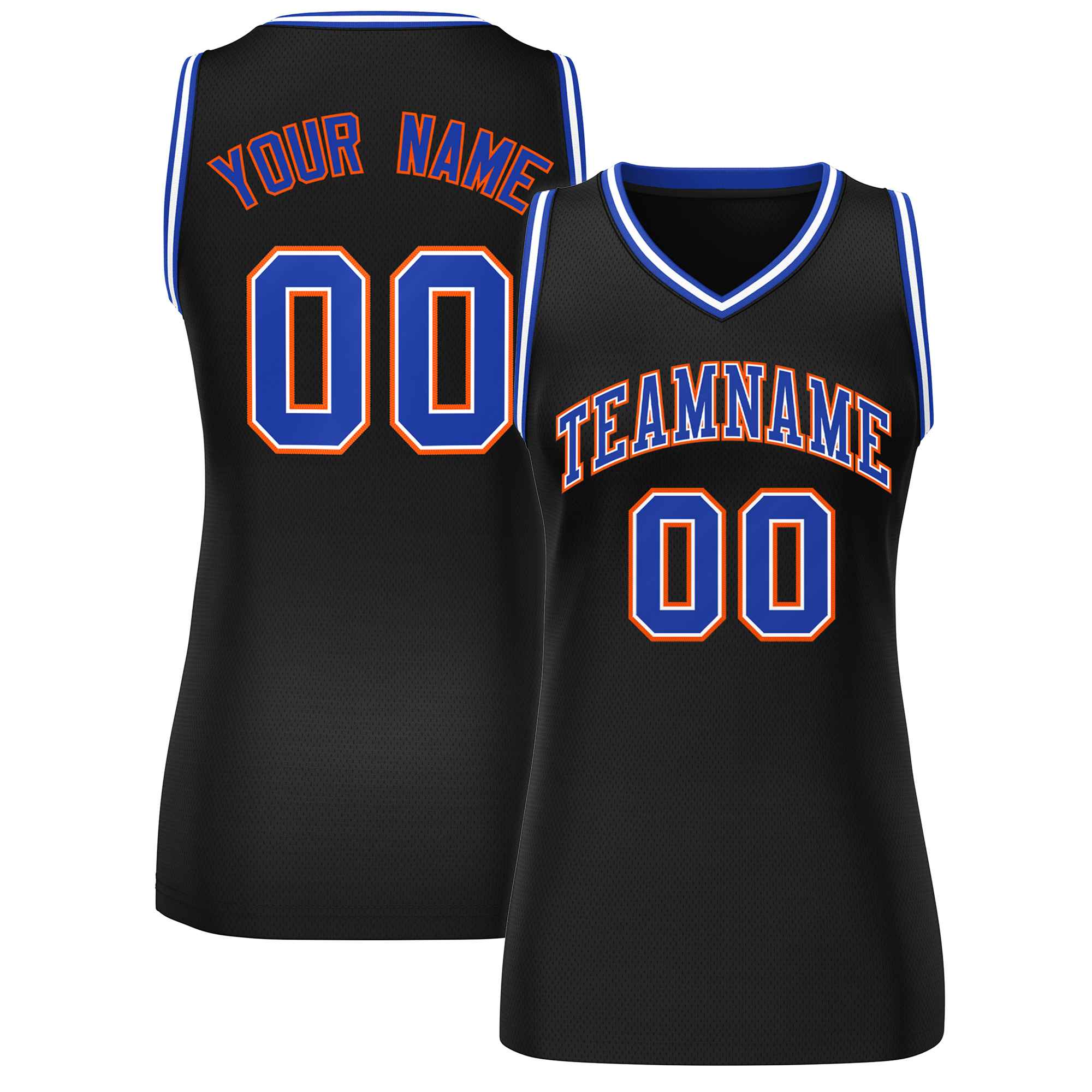 Custom Black Royal-Orange Classic Tops Mesh Basketball Jersey for Women