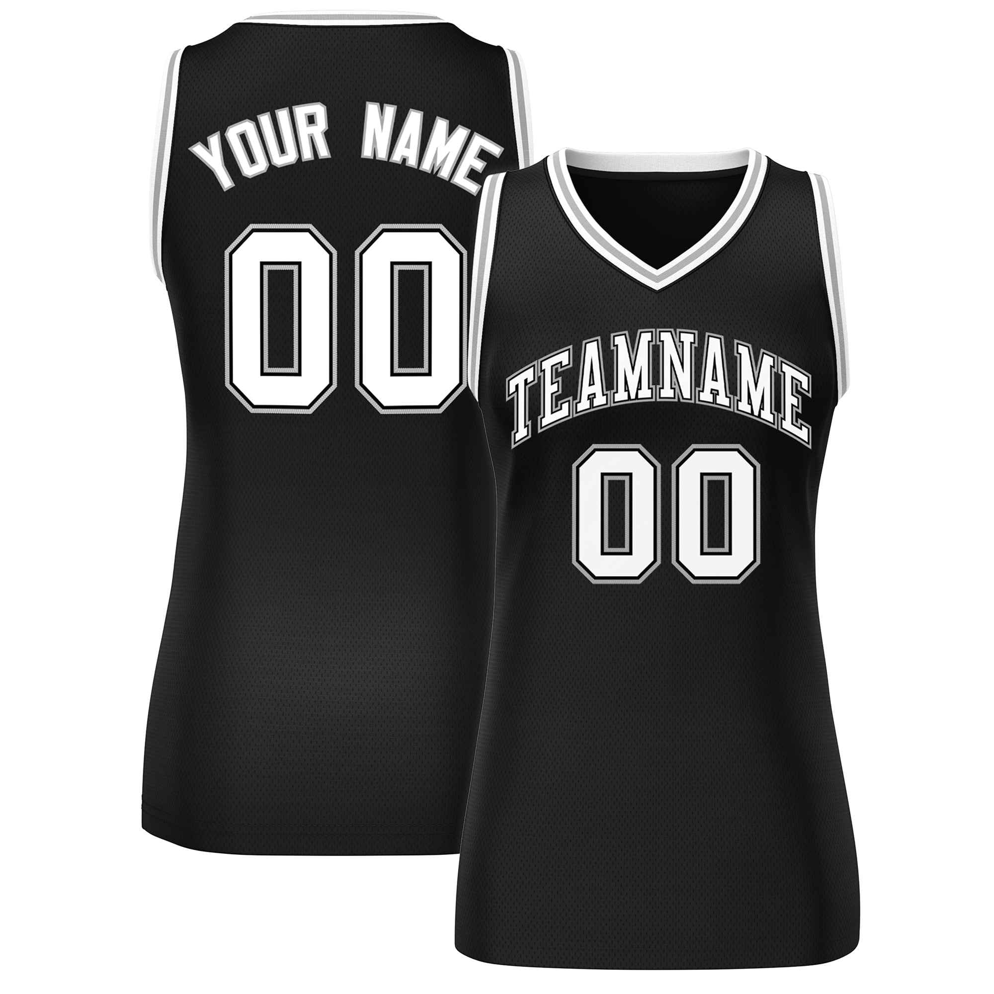 Custom Black White-Gray Classic Tops Mesh Basketball Jersey for Women