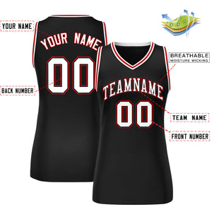 Custom Black White-Red Classic Tops Mesh Basketball Jersey for Women