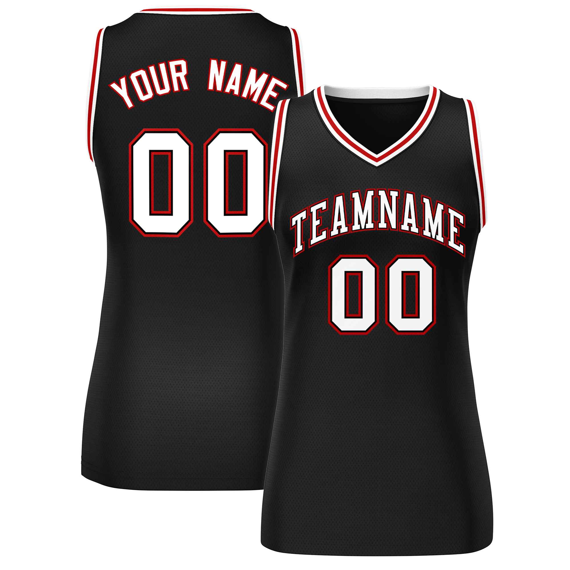 Custom Black White-Red Classic Tops Mesh Basketball Jersey for Women