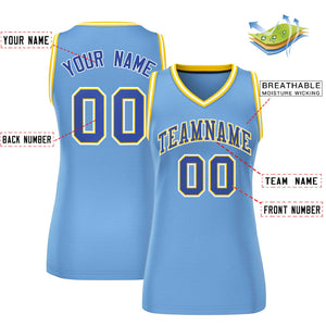 Custom Light Blue Royal-White Classic Tops Mesh Basketball Jersey for Women