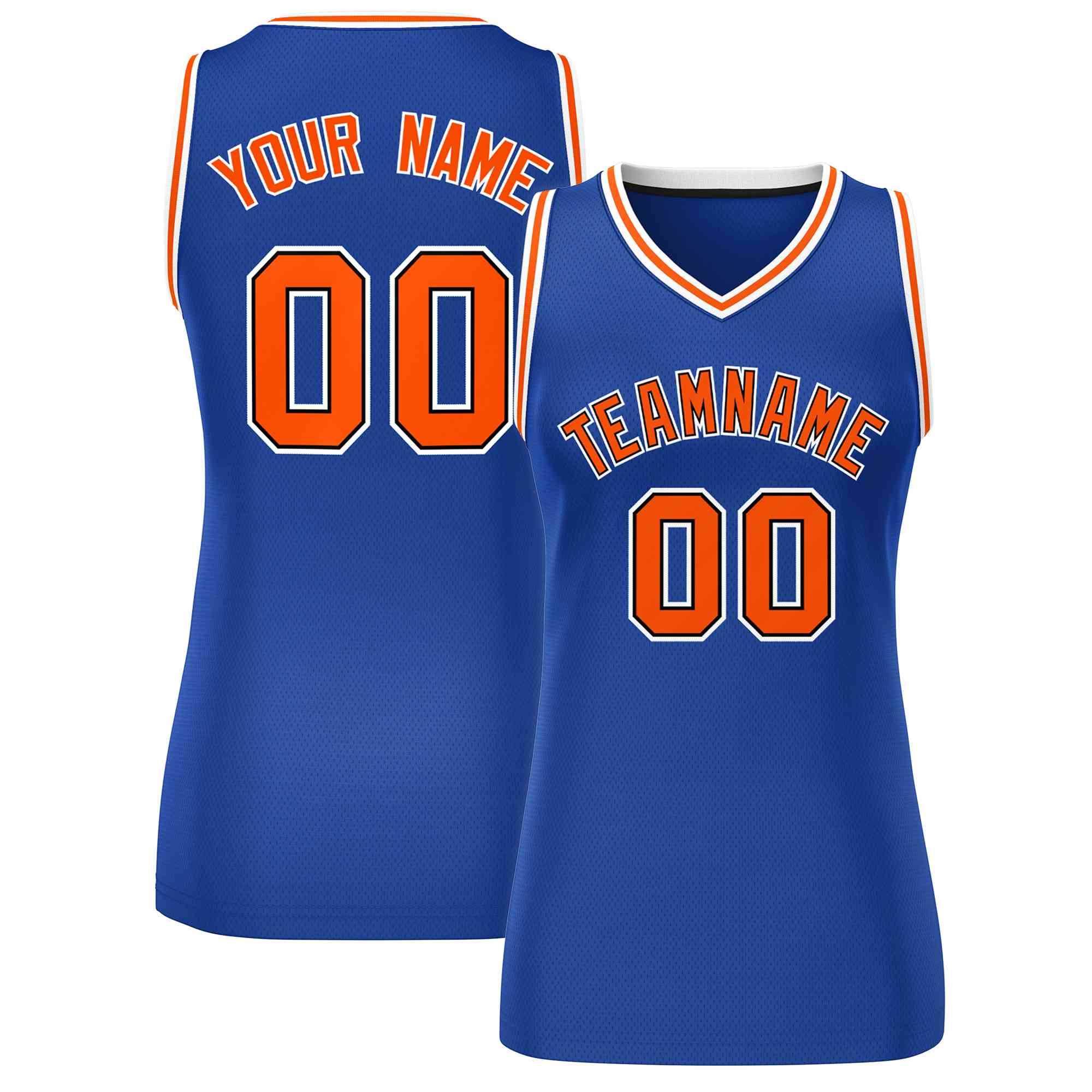 Custom Royal Orange-White Classic Tops Mesh Basketball Jersey for Women