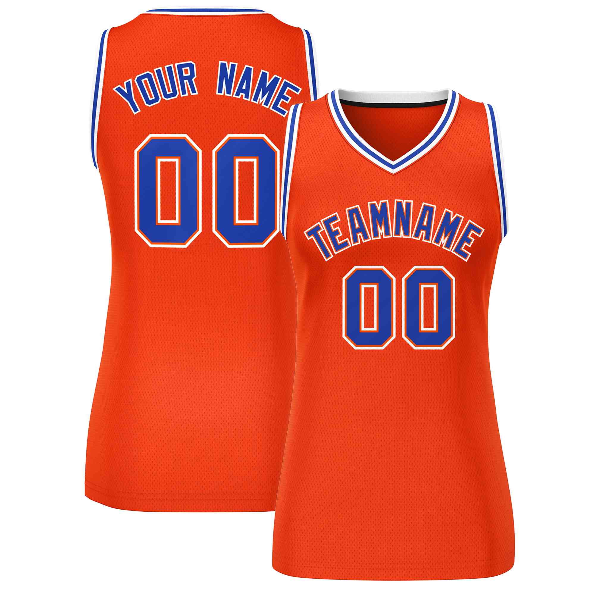 Custom Orange Royal-White Classic Tops Mesh Basketball Jersey for Women