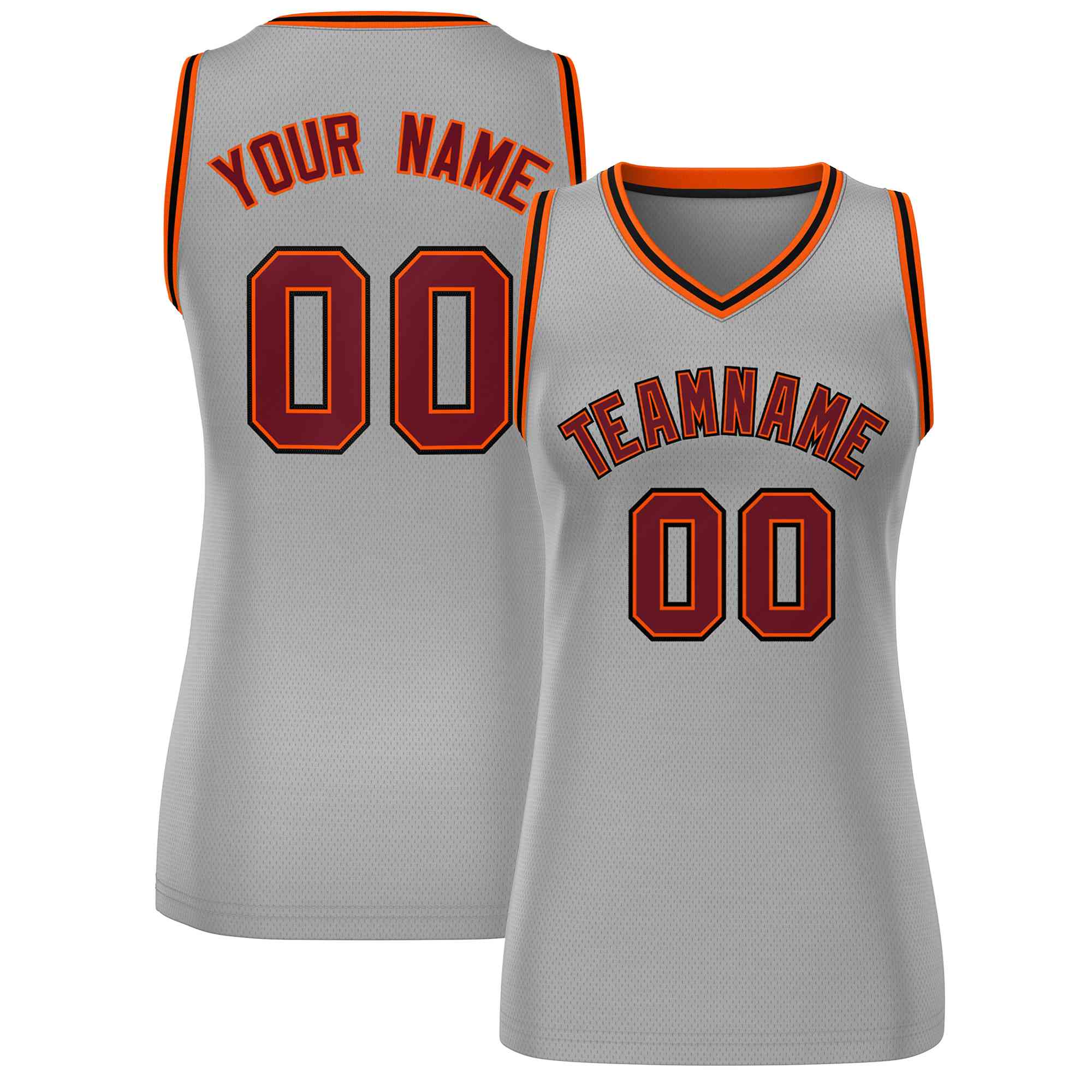 Custom Gray Maroon-Black Classic Tops Mesh Basketball Jersey for Women