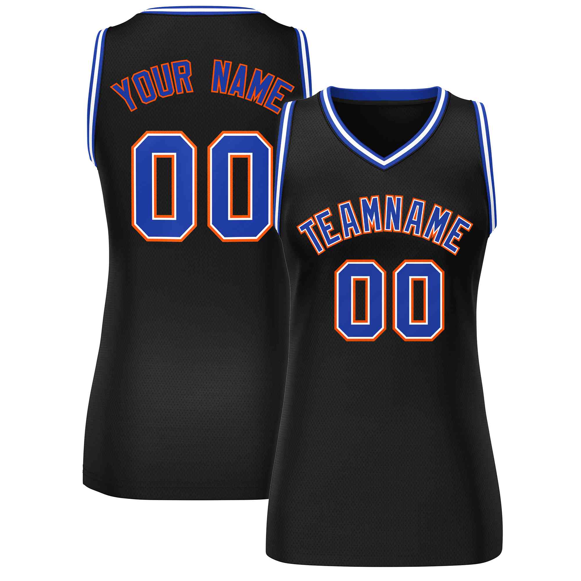 Custom Black Royal-Orange Classic Tops Mesh Basketball Jersey for Women