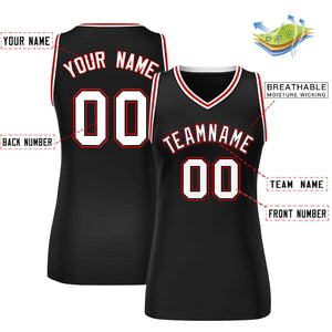 Custom Black White-Red Classic Tops Mesh Basketball Jersey for Women