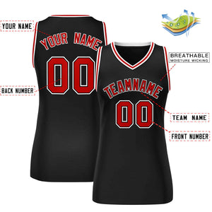 Custom Black Red-White Classic Tops Mesh Basketball Jersey for Women