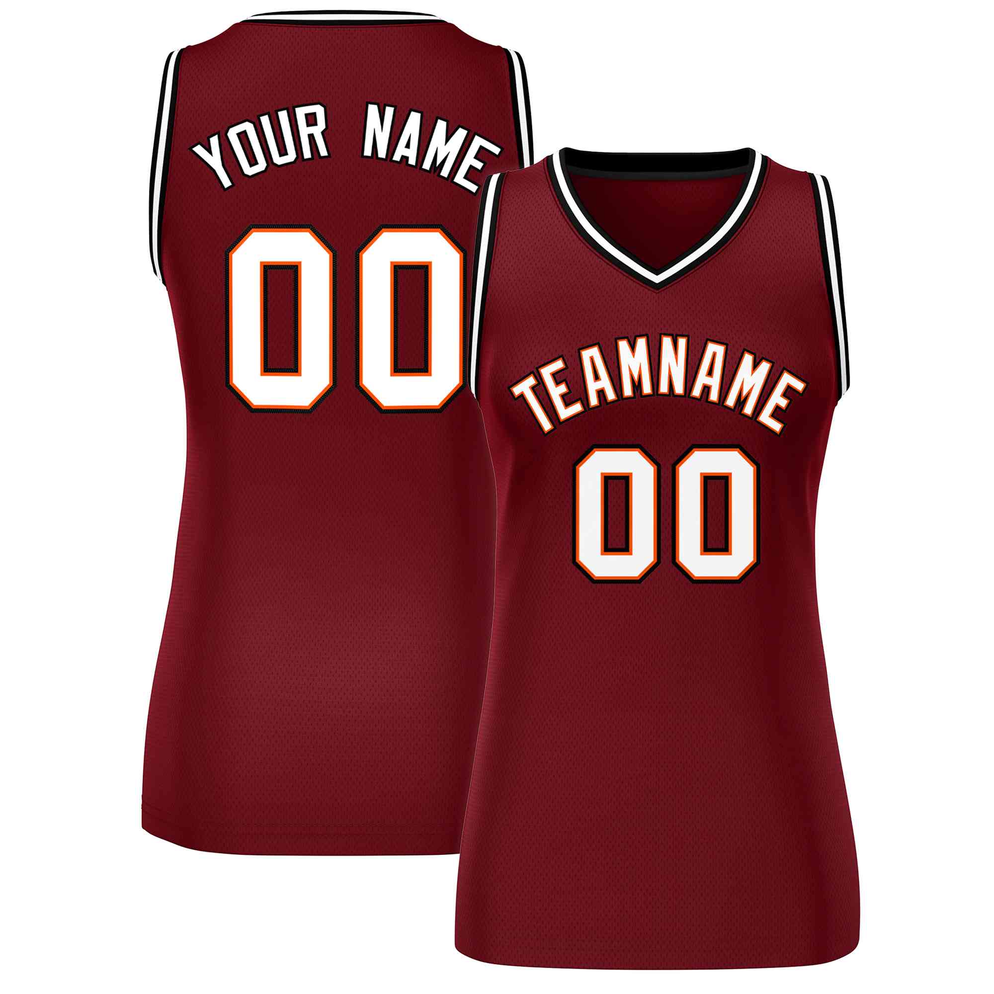 Custom Maroon White-Black Classic Tops Mesh Basketball Jersey for Women