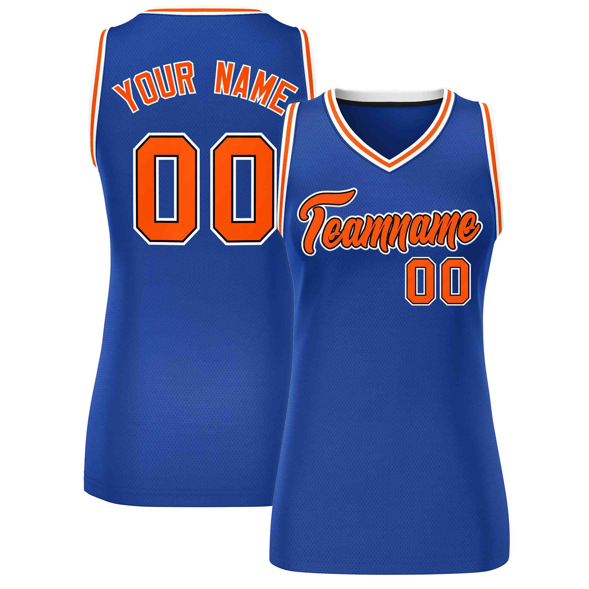 Custom Royal Orange-White Classic Tops Mesh Basketball Jersey for Women