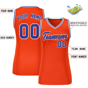 Custom Orange Royal-White Classic Tops Mesh Basketball Jersey for Women