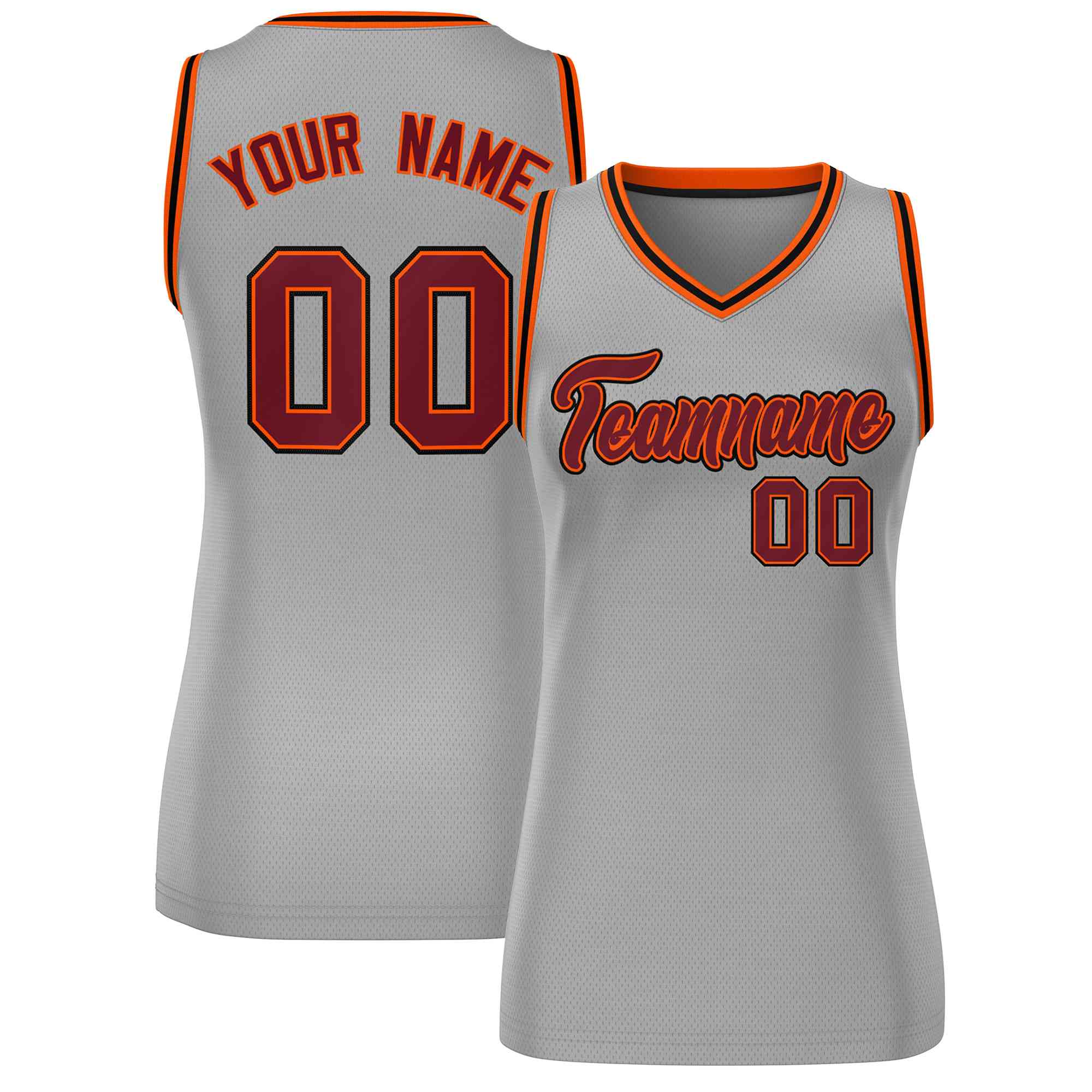 Custom Gray Maroon-Black Classic Tops Mesh Basketball Jersey for Women