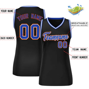 Custom Black Royal-Orange Classic Tops Mesh Basketball Jersey for Women