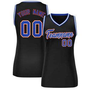 Custom Black Royal-Orange Classic Tops Mesh Basketball Jersey for Women