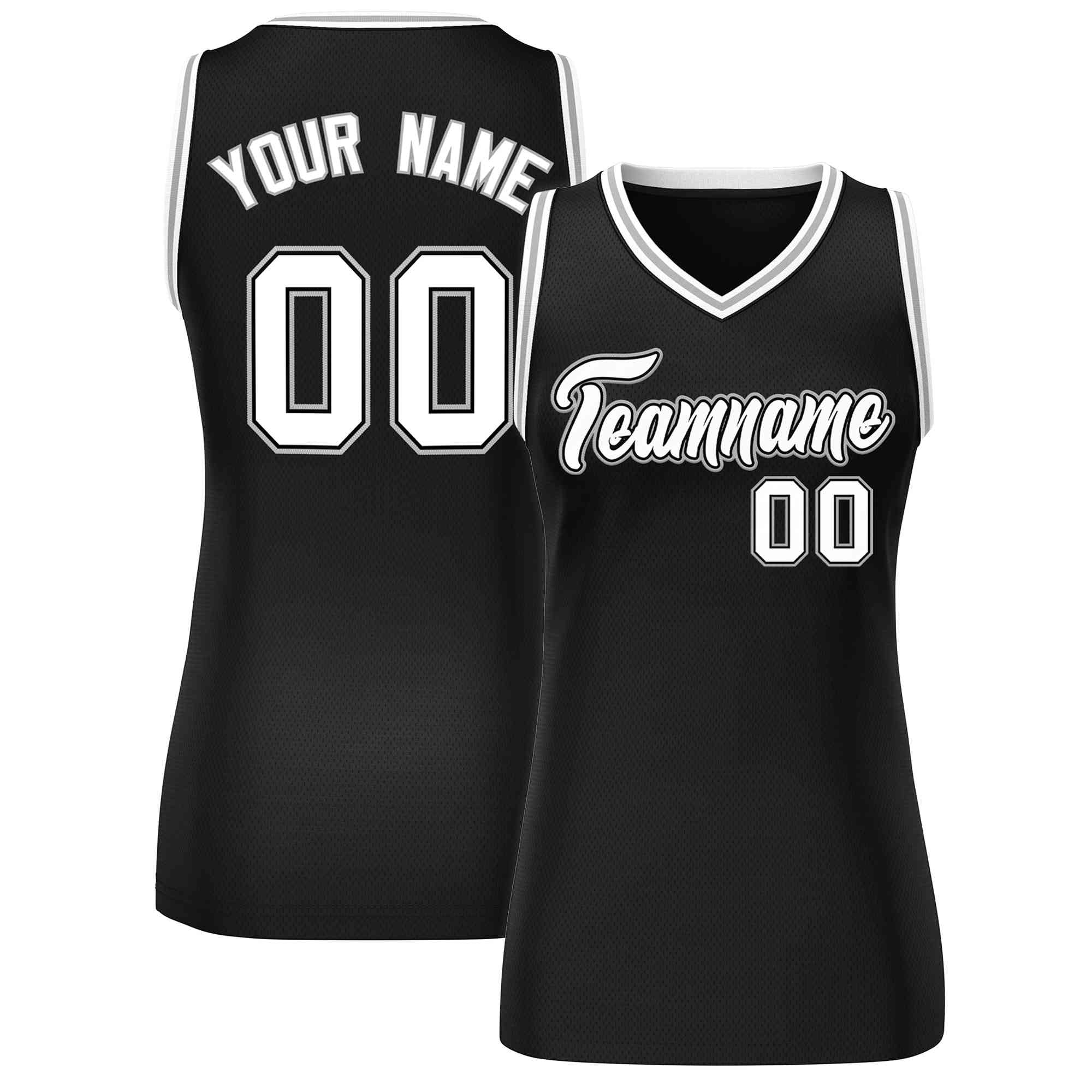 Custom Black White-Gray Classic Tops Mesh Basketball Jersey for Women