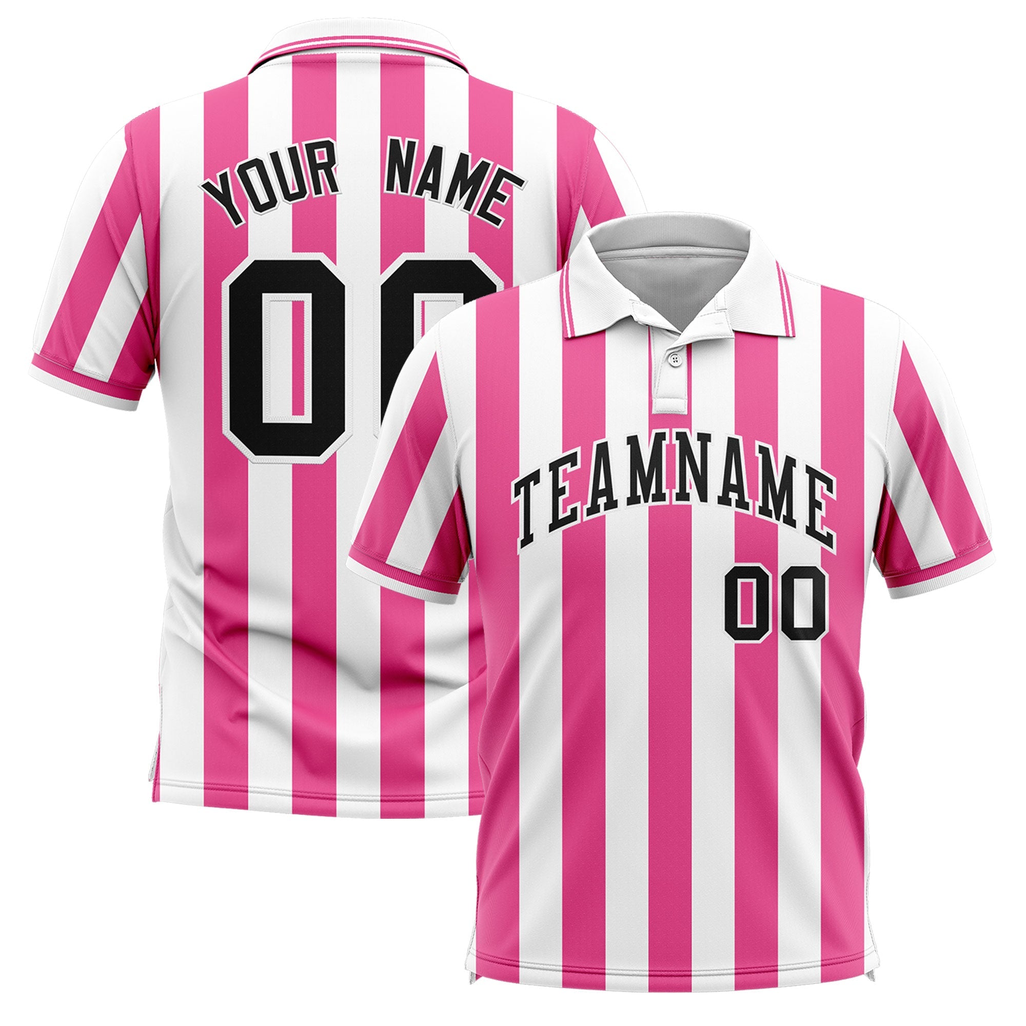 Custom White Pink Vertical Stripes Design Performance Polo Shirt