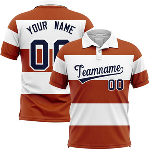 Custom White-Texas Orange Horizontal Stripe Design Performance Polo Shirt