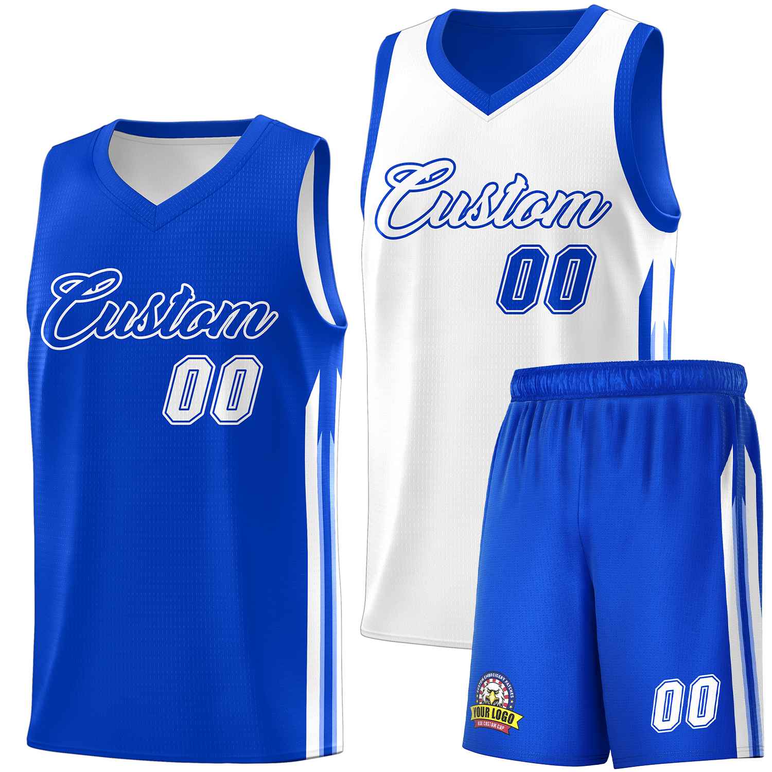 Custom Royal White Double Side Sets Men Basketball Jersey