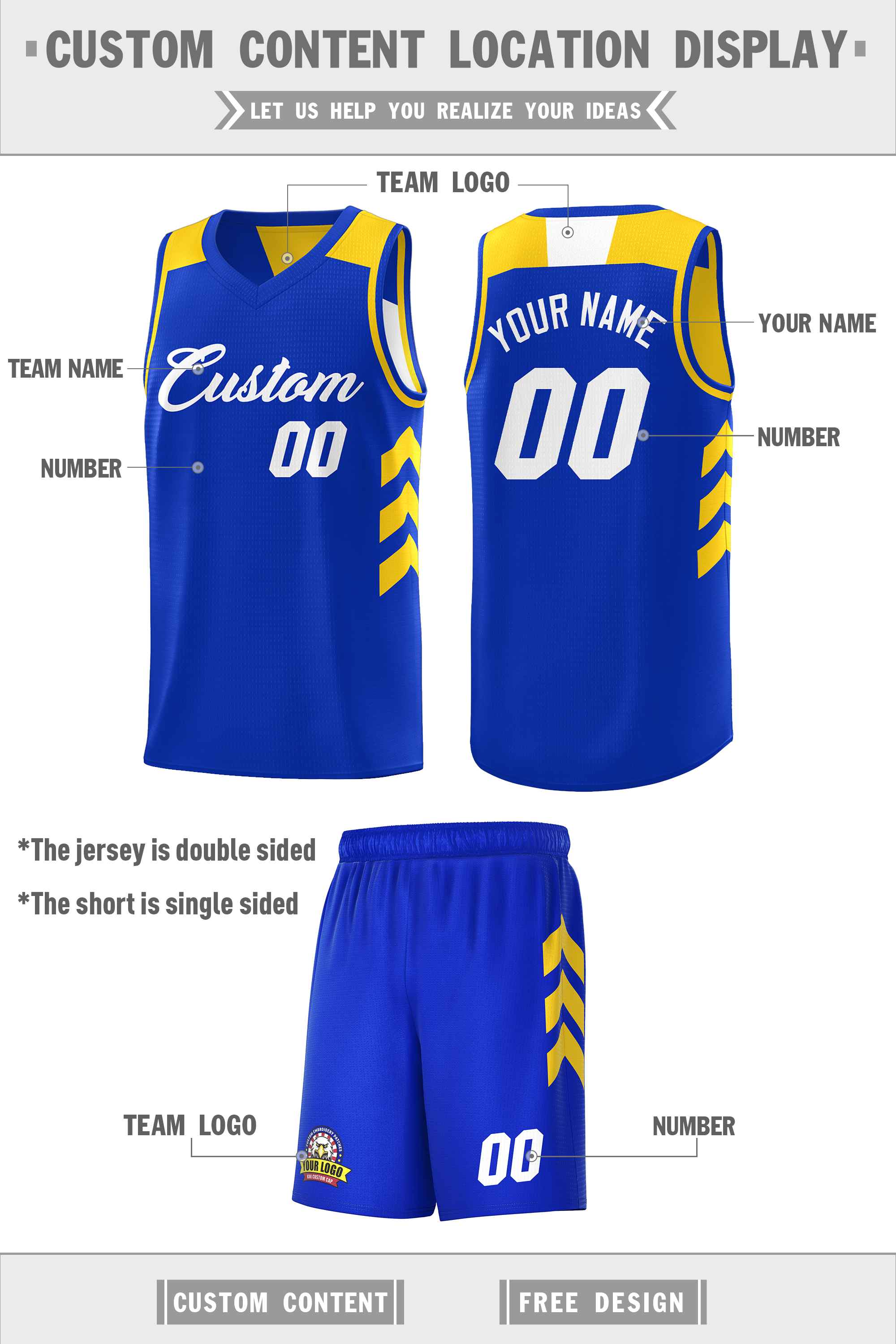 Custom Royal White Double Side Sets Men Basketball Jersey