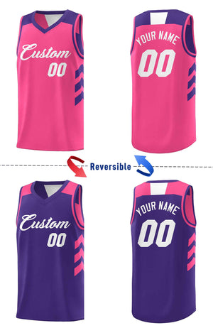 Custom Pink Purple-White Double Side Sets Personalized Basketball Jersey