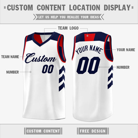 Custom Navy White Reversible Double Side Tops Basketball Jersey