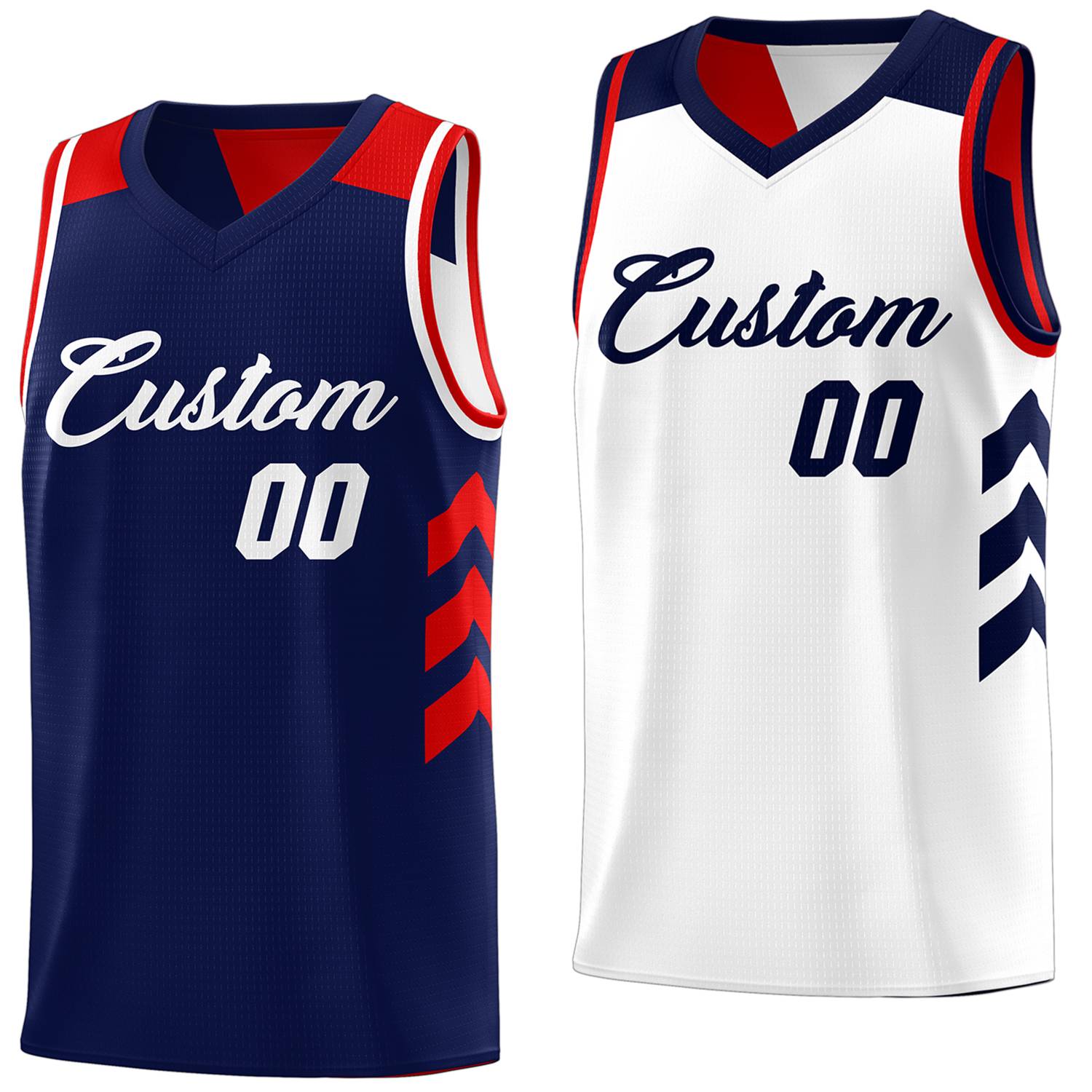 Custom Navy White Reversible Double Side Tops Basketball Jersey