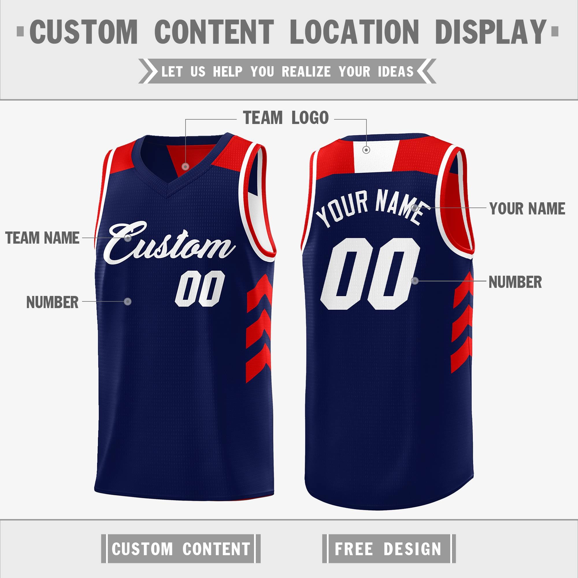 Custom Navy White Reversible Double Side Tops Basketball Jersey