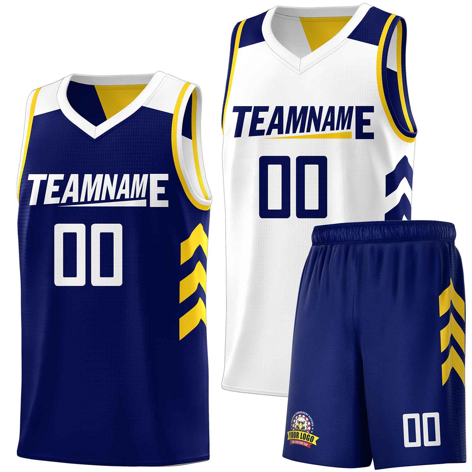 Custom Navy White Double Side Sets Men Basketball Jersey