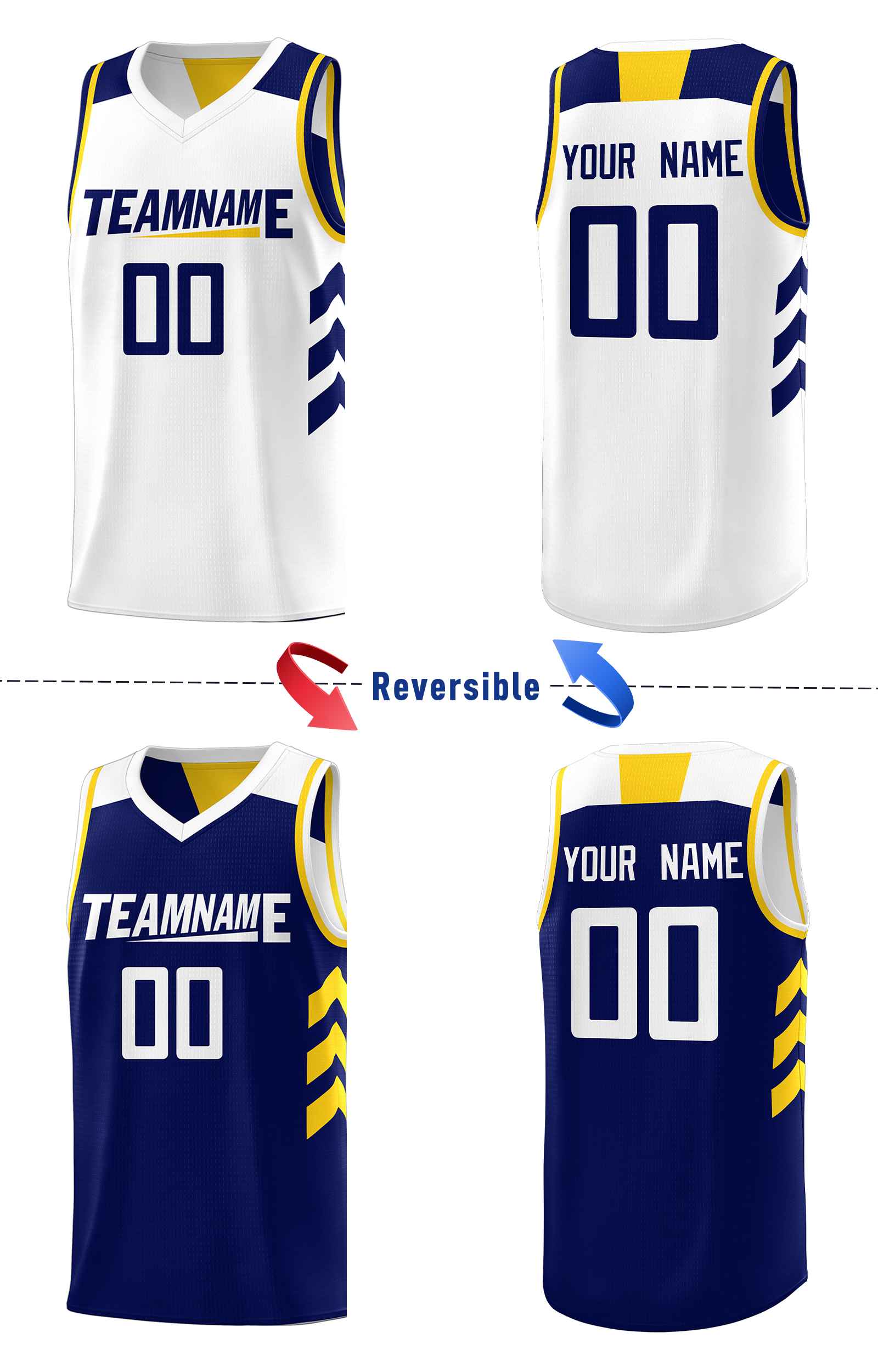 Custom Navy White Double Side Sets Men Basketball Jersey