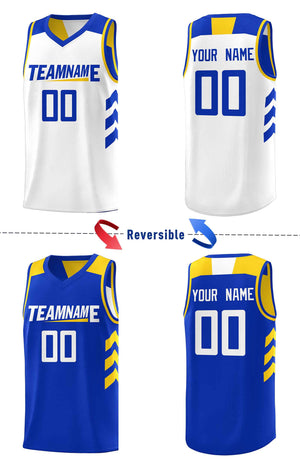 Maillot de basket-ball personnalisé Royal White Double Side pour hommes