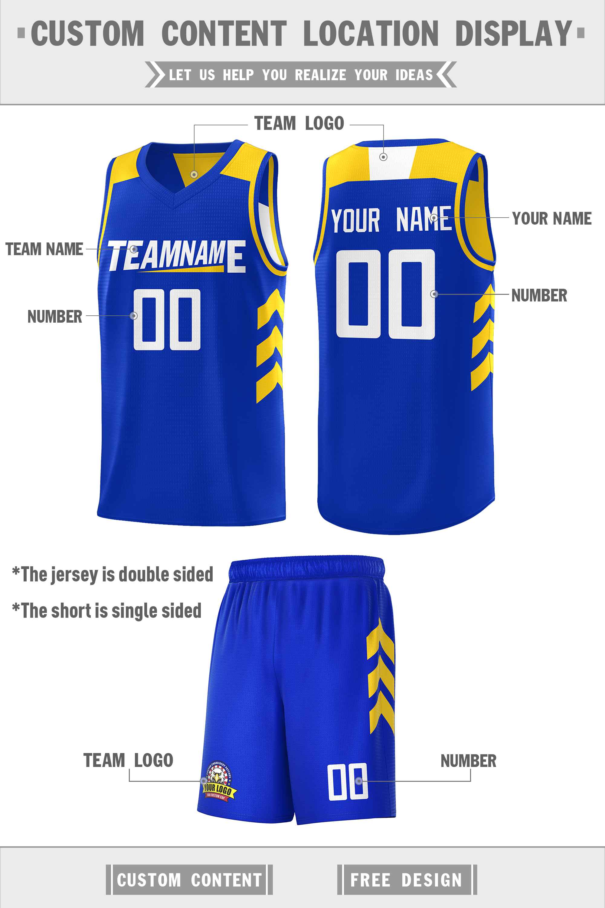 Custom Royal White Double Side Sets Men Basketball Jersey