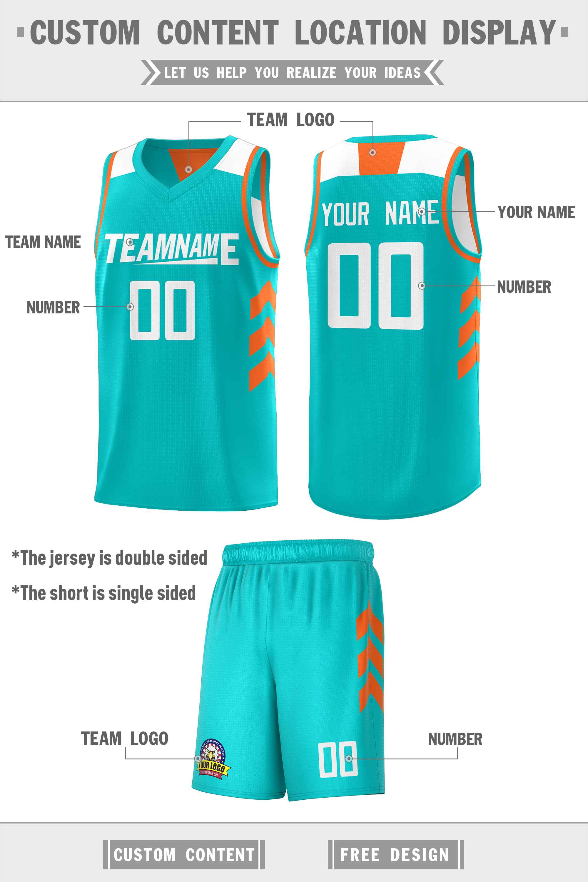 Custom Aqua White Double Side Sets Men Basketball Jersey