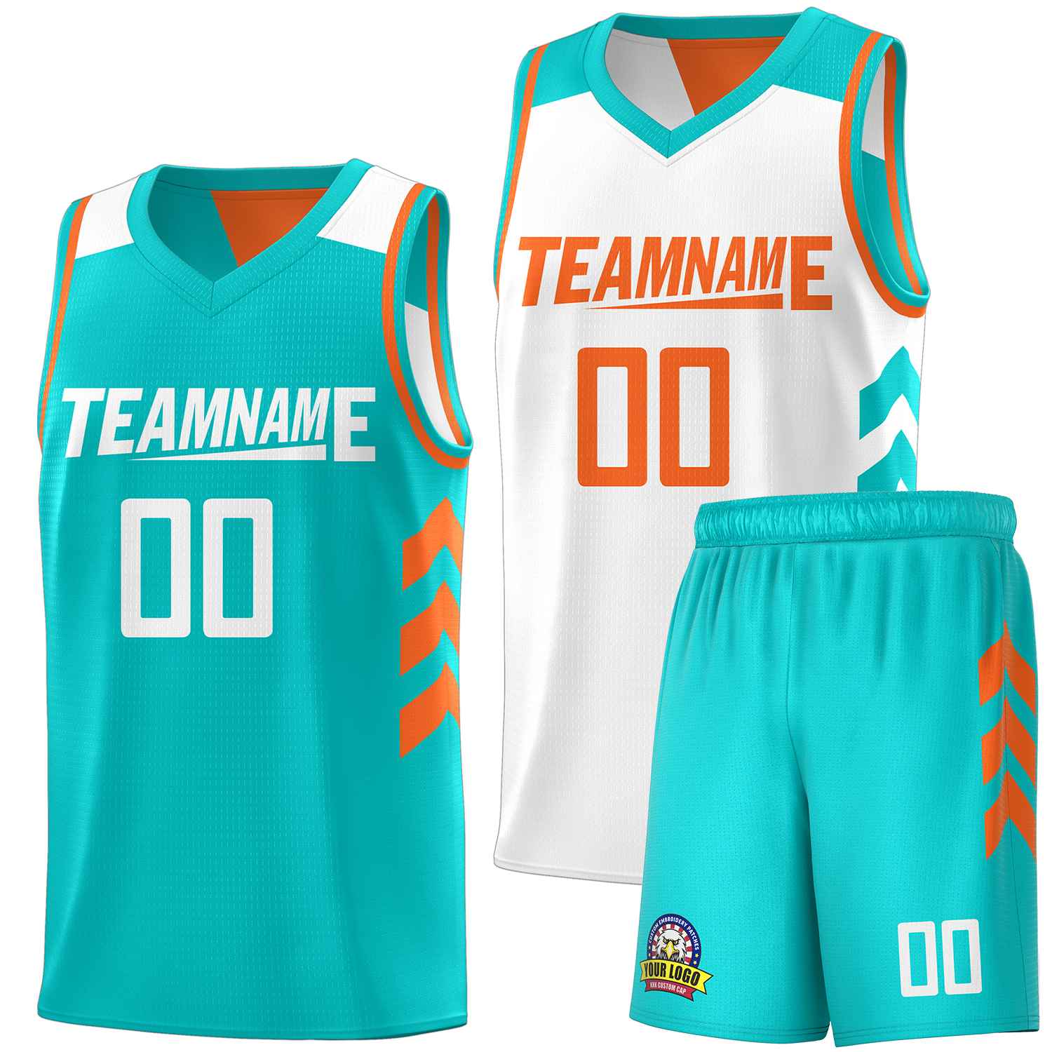 Maillot de basket-ball personnalisé Aqua White Double Side pour hommes