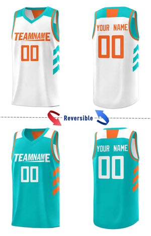 Maillot de basket-ball personnalisé Aqua White Double Side pour hommes