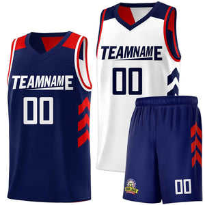 Custom Navy White Double Side Sets Men Basketball Jersey