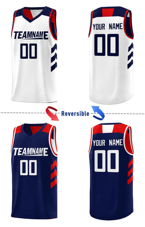 Custom Navy White Double Side Sets Men Basketball Jersey