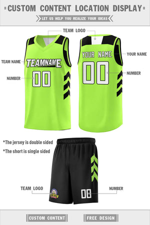 Custom Black Neon Green Double Side Sets Men Basketball Jersey