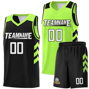 Custom Black Neon Green Double Side Sets Men Basketball Jersey