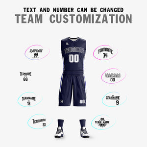 Custom Navy White Double Side Sets Design Sportswear Basketball Jersey