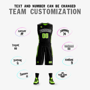 Custom Black Neon Green Double Side Sets Design Sportswear Basketball Jersey