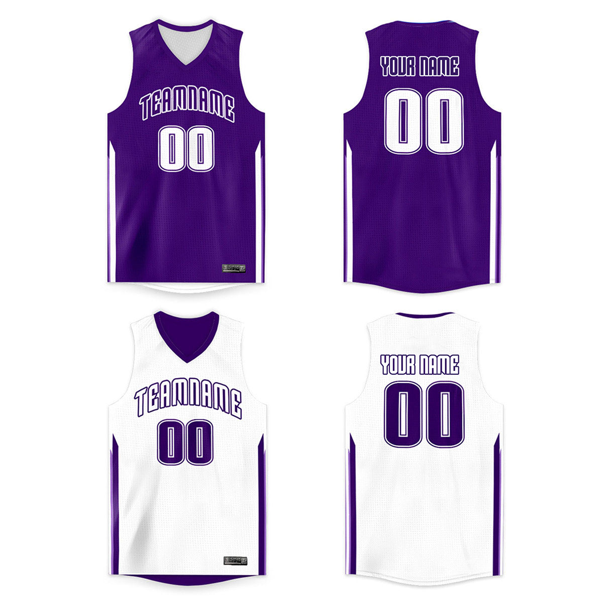 Maillot de basket-ball Double face personnalisé violet blanc