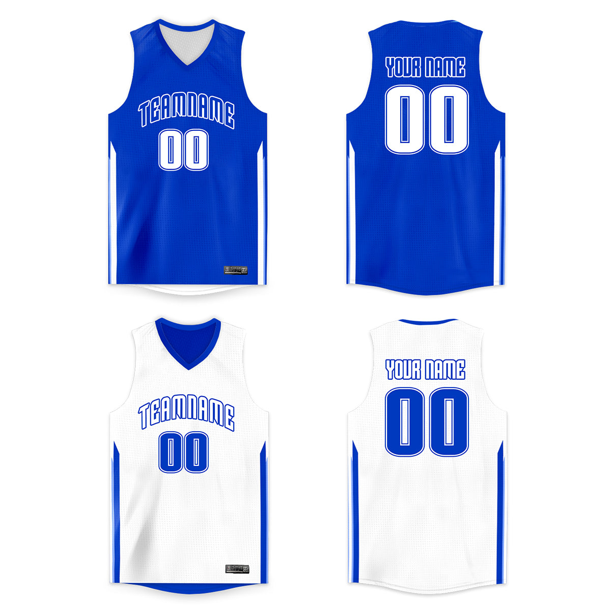 Maillot de basket-ball personnalisé bleu royal Double face