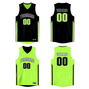 Custom Black Neon Green Double Side Tops Basketball Jersey