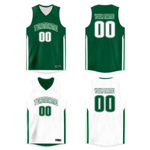 Custom Green White Double Side Tops Basketball Jersey