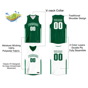 Custom Green White Double Side Tops Basketball Jersey